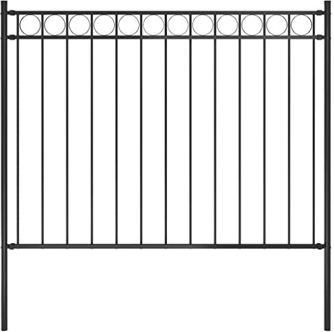 vidaXL Recinzione da Giardino Pannello di Recinzione da Esterni Barriera Protettiva Recinto Inferriata Staccionata in Acciaio 1,7x1,2 m Nera