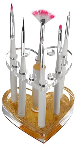 YOFAN Heart-Shaped Acrylic Organizer - 12-Hole Makeup Brush & Pen Holder for Vanity or Desk