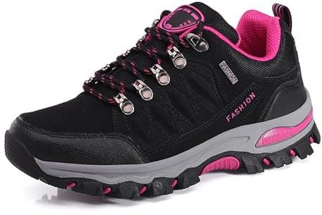 Mujeres Zapatos Trekking Senderismo, Botas para Caminar Al Aire Libre para Todas Las Estaciones, Sneakers Deportivos Bajos, Escalada, Viaje, Campamento De Pesca Black, 36