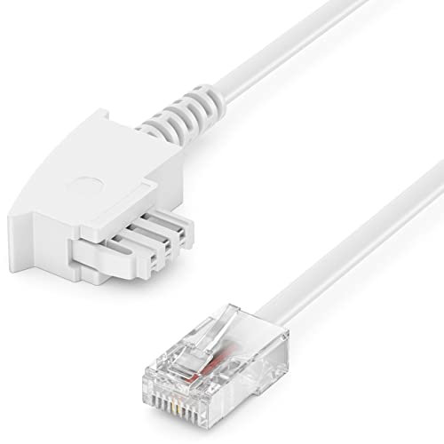 deleyCON 0,5m Routerkabel TAE-F auf RJ45 (8P2C) Anschlusskabel Kompatibel mit DSL ADSL VDSL Fritzbox Internet Router an Telefondose TAE - Weiß