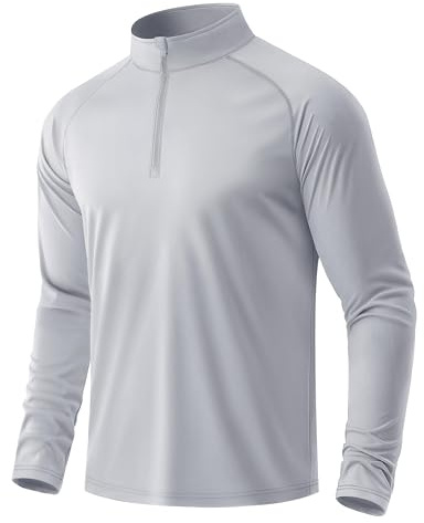 MAGCOMSEN Camiseta Manga Larga Hombre Deporte con Cremallera 1/4, Protección UPF 50+, Secado Rápido, Camiseta Funcional Running