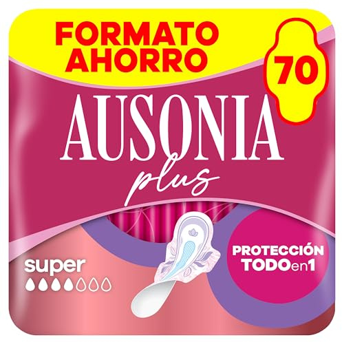 Ausonia Compresas Ultra Plus Normal Con Alas, 70 unidades, Protección Y Ligero Aroma Todo En Uno