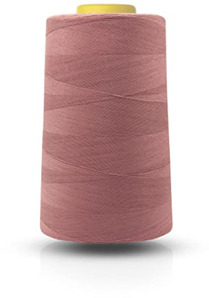 Realm Fil en polyester pour machine à coudre surjeteuse - Cônes blancs et noirs - Rouge marine naturel - Rose foncé - 4544 m