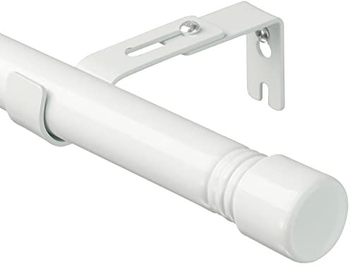 HARRMS Gardinenstange Weiß Ausziehbar, 76-365cm, Verstellbare Vorhangstange Metall, Scheibengardinenstange 1 läufig mit Halterungen und Endstücken für Schlafzimmer, Wohnzimmer