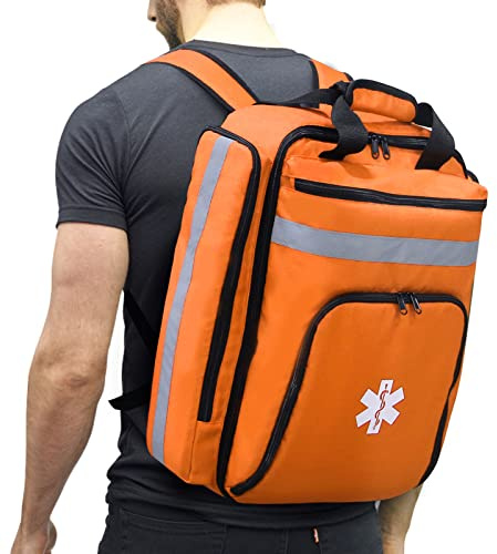 3DTengkit Zaino Medico di Emergenza, Borsa di Primo Soccorso Vuota,Borsa trauma per primo soccorso, con catarifrangente,Grande Capacità(arancione)