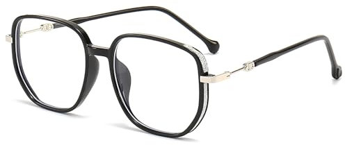 KAEOISFU Übergroße glänzende Lesebrille 2,5 für Männer und Frauen, Anti-Blaulicht-Computerlesegerät, Stilvoll Computerbrille, Großem Rahmen Anti-Augenermüdung Leser Brille