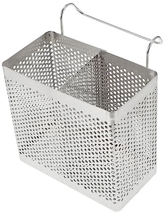 Amosfun Kitchen Utensil Holder 2 Compartments Cutlery Hanging Basket Stainless Steel Chopstick Drying Rack Space-Saving Cutlery Organizer