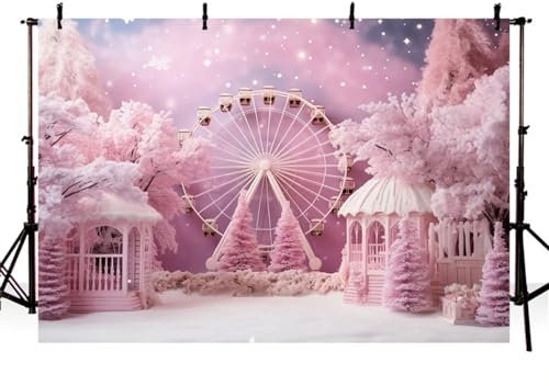 Fondo De Fiesta Pabellón Rosa Flor De Cerezo Rueda De La Fortuna Patrón De La Pared Decoraciones De Pared Fondo De Banner De Fotografía Personalizable Fondo