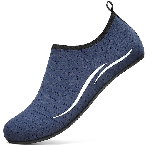 RUOMU Scarpe Scoglio Uomo Scarpette per Scogli Water Shoes Scarpe Mare Antiscivolo Scarpe Spiaggia Scarpe Acquatiche per Sport Acquatici Parco Acquatico.(Blu Scuro,44 EU)