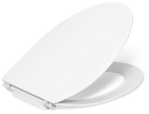 KOHLER K-30780-0 Carbyne Quiet-Close Elongated Toilet Seat Soft Close with Grip Tight Bumpers, Thermoset Plastic, White