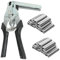Hog Pince à anneaux avec 600 anneaux galvanisés, pince de clôture, kit de pinces à anneaux Hog, pince à anneaux Hog, kit de pinces à ongles de type M, pour coussins, clôtures, travaux de bricolage