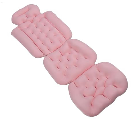 Ejoyous Oreiller de Baignoire Corps Entier, Tapis de Baignoire avec Oreiller Tapis à Bulles Oreiller de Baignoire Cou avec Ventouses Fortes Antidérapant Amovible Lavable (Pink)