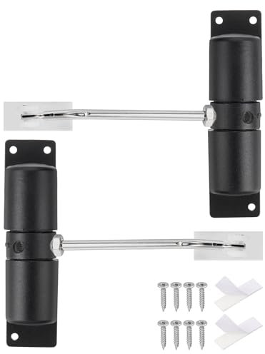 sourcing map 2 Pcs 128mm/5.04 Spring Door Closer, Aluminum Alloy Automatic Door Closers with Adjustable Closing Speed for Home Self-Closing 20-40kg Door, Black