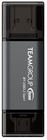 TEAMGROUP X1 - Memoria USB de 64 GB, 100 MB/s, 3.2 Gen 1, tipo A y tipo C (3.1/3.0), OTG, doble interfaz, memoria flash USB compatible con Smartphone/Tablet/Laptop/PC/MacBook TX1364GC01