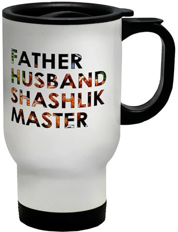 Shopagift Father Shashlik Master Travel Mug Grill Barbecue Skewer Stainless Steel 14oz Cup