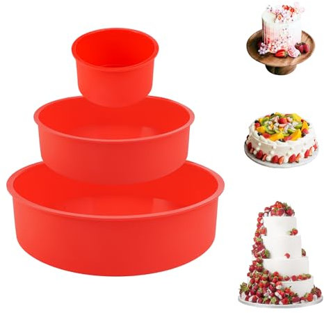 Stampo Torta Silicone, 3 Pezzi Stampi in Silicone per Dolci Stampo Silicone Torta Antiaderenti E Rilascio Rapido Tortiera Silicone per Torta a Strati, Torta Al Formaggio, Torta Arcobaleno