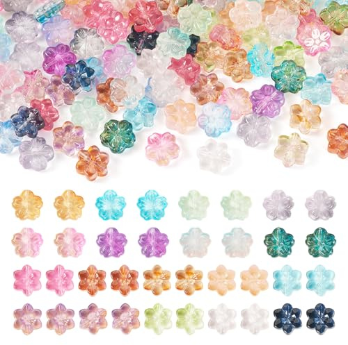 Bestewelry 120 perline in vetro a forma di fiore, in cristallo, per braccialetti primaverili, collane, orecchini, gioielli, decorazioni per la casa