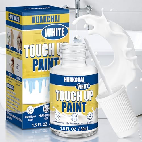 HuakChai Pintura de retoque para pared, pintura para reparación de baño, pintura blanca para madera para radiadores de baño, azulejos, metal, ducha, lavabo, muebles, madera y pared (30 ml)