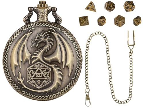 Mini Juego de Dados DND, D&D Mini Dice Set Regalos de Dungeons and Dragons con Caja de Regalo,carcasa de reloj de bolsillo hueca, Accesorios de Juegos de Mesa,accesorios de juego de rol, juego de mesa