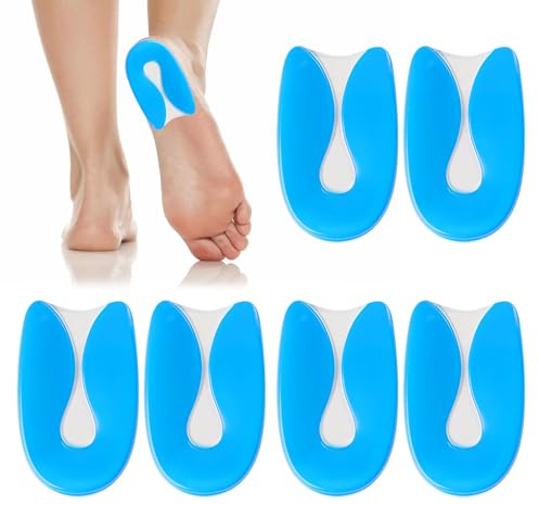Kuugeo 3 Paires Talonnettes Épine Calcanéenne Femme Silicone Taille L 40-45 | Bleu, Coussinets Semelle, Soulage Douleurs Pieds