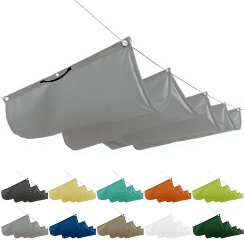 Einziehbare Welle Sonnensegel 0.9x6M, terrassendach Sonnenschutz, sonnenraffsegel mit ösen und Seil für Terrassenüberdachung & Wintergarten, Hellgrau