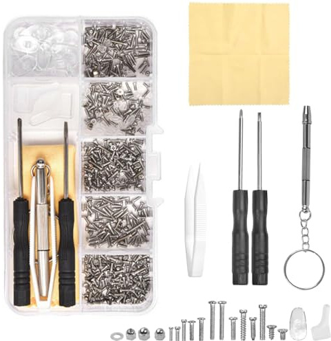 500 PCS Eyeglass Repair Kit with Screws, Micro Screwdriver, Nose Pads & Tools for Glasses Accessories