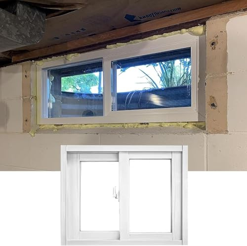 Horizontal Sliding Basement Windows with Lock and Screen for House, Shed, or Playhouse - Small Window, Durable Design for Enhanced Security