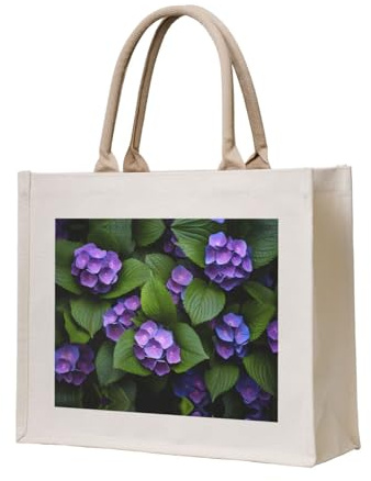 WBQLSL Hermosa bolsa de lona con estampado de hortensias que se puede utilizar para almacenamiento, picnic, playa, piscina y otras escenas.