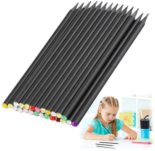 DUSEKI 24 matite HB con diamanti Blackwood, matite nere HB per disegnare, scrivere, schizzo, forniture per ufficio e scuola - facile smussatura delle matite, scrittura fluida