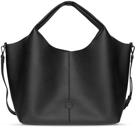 bugatti Zoe großer Damen Shopper, geräumige Bag-in-Bag Handtasche aus Kunstleder, schwarz