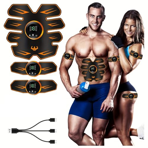 AILEDA Electroestimulador Muscular,EMS Estimulación focalizada de los Abdominales,8 Modos y 19 Intensidades,para la construcción de músculo,Tactical Electroestimulador Cuerpo Interior y exterior