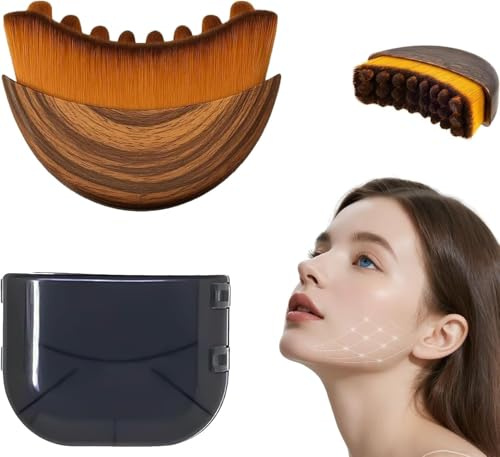 Spazzola per Massaggio Linfatico Viso, Lymphatic Face Brush con Coperchio, Spazzola Viso a Secco Setole Naturali, con Delicata Esfoliazione e Luminosità