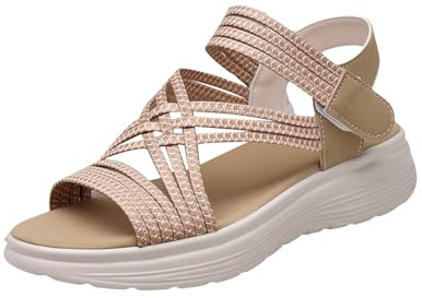 Sandalias Planos Mujer de Verano Zapatos Ortopedicas Deportivas con Punta Abierta, Gancho y bucle, Cuña Sandalias Comodas Antideslizantes Resistentes para Playa Caminata Senderismo y Exterior