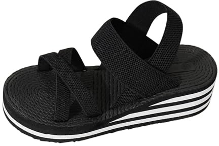 Genérico Sandalias Plataforma Mujer Verano Sandalias Negras de Verano para Mujer,Cómodas,Abiertas,Anchas,Elegantes,Descalzas,con Tacón de Cuña Y Cuerda Altas (Black,41)