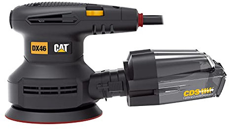 CAT Amoladora orbital, lijadora orbital, lijadora excéntrica, lijadora multilijadora, lijadora de 400 W, círculo oscilante, 2,5 mm, 125 mm, P80, redondo, adaptador de aspiración, 5000-14000, cable de