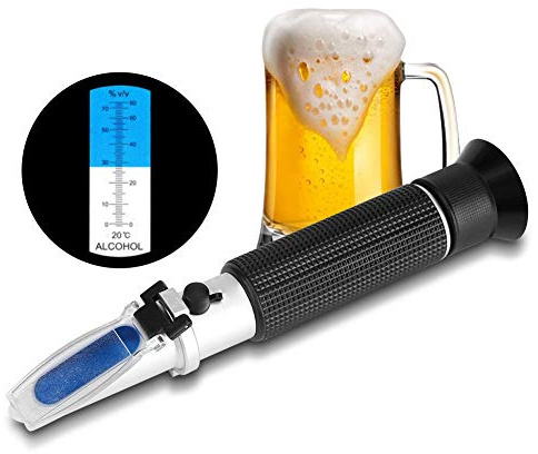 Alkoholrefraktometer,Professionell Handhållen Refraktometer Sprittestare,Digital Alkoholrefraktometer för Vin/öL/Whisky,Med Automatisk Temperaturkompensation (Atc),Noggrann Och Snabb