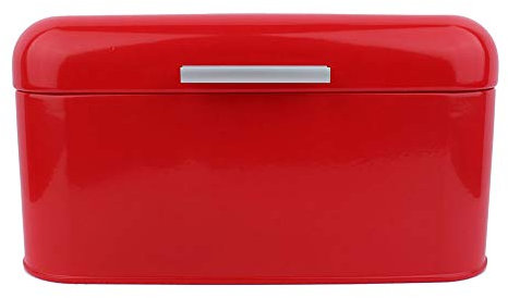 Solid Color Retro Metal Bread Bin Box Large Capacity Kitchen Storage Container Household Utensils(red)