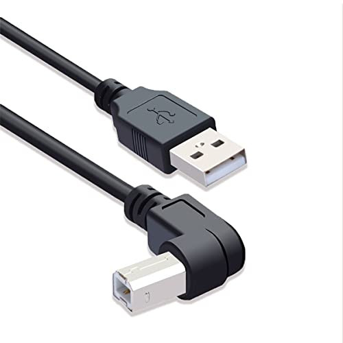 Herfair Cavo adattatore da USB a stampante, da USB 2.0 A maschio a B, 90°, 480 Mbps, ad alta velocità, cavo di prolunga (sinistra), 1,5 m