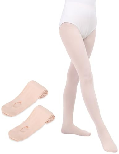 MYSSUCI 2 par baletttights flickor kvinnor 90 denier dans tights konvertibla baletttights med hål, Rosa, M