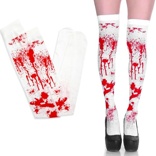 2 par halloween blodstrumpor halloween overknee strumpor blodiga knästrumpor kvinnor overknee strumpor blodfläckade blodiga strumpor halloween blodfläckar strumpor, halloween strumpor för varje fest