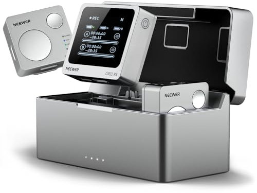 NEEWER CM31 Kabelloses Lavalier Mikrofon mit 8GB Speicher 24H Batterie 14H Aufnahme 820ft Reichweite 48KHz 24Bit kompatibel mit iPhone iPad Android PC Kamera YouTube/TikTok Stream Podcast Interview