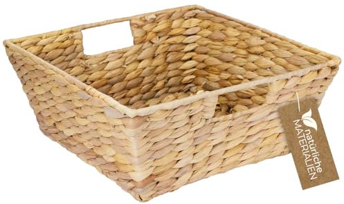 HMF panier cadeau vide, panier de rangement tressé en jacinthe d'eau | Rectangulaire | 30 x 30 x 12 cm