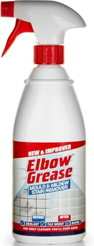 Elbow Grease Mould and Mildew Stain Remover Spray 700ml - Powerful Bleach Formula for Indoor and Outdoor Use - Cleans Tiles Sealants, Grout, Baths, Showers, Toilets White - 1 Pack 700ml