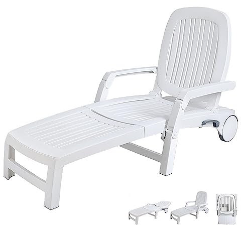 Chaise Longue Pliante 4 Positions, transat inclinable, transat en Plastique pour extérieur, Piscine, Plage, pelouse, Camping