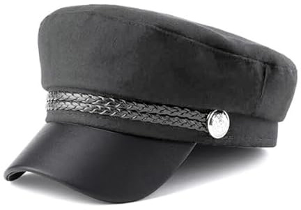 ockyunoo Damballongmössa, fiddler-mössa, chirmmhatt för alla årstider, nyhetsboy-hatt för kvinnor, kvinnors nyhetsboy-mössa, lämplig för alla årstider, grå