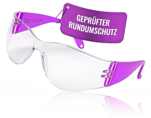 Merroum Barnskyddsglasögon EN166 EN170 – lätta säkerhetsglasögon 18 g – UV-skydd, anti-dimma, reptålig – klar sikt utan distorsion – halkfria – skyddsglasögon barn, cyan, blå, magenta