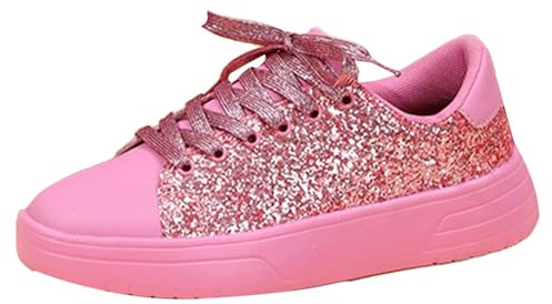 Paljettsneakers dam 39 röda, festliga vandringsskor glitter damskor glänsande platta skor luftkuddar sneakers fest utomhusskor stor storlek segelduk skor sport hall glitterskor