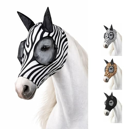 netproshop Flugskyddsmask med dragkedja nätöron stort ögonområde elastisk fåll stl. Shetty Pony, storlek: Shetty, färg: zebra