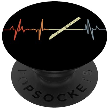 Flautista Battito cardiaco Vintage Flauto Cardiogramma PopSockets PopGrip Adesivo