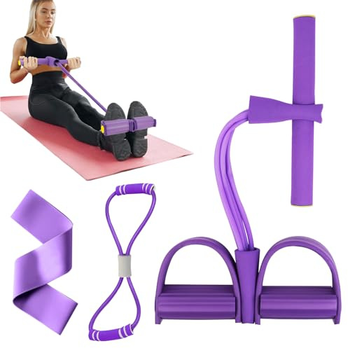 Flintronic Magtränare för hemmet, 3 stycken expander-fitness-set, 4 rör multifunktionellt dragrep, sit-up träningsutrustning bodybuilding för fitness, viktminskning, träning, yoga
